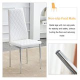 English Elm Grid Armless High Backrest Dining Chair, 6-Piece Set Of White Chairs and Plated Silver Legs, Office Chair. Suitable For Restaurants, Living Rooms, Kitchens, and Offices. 0924