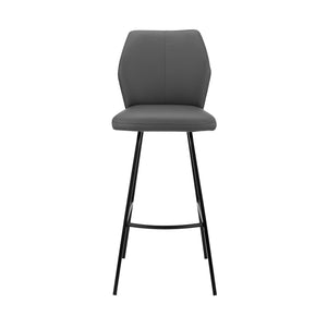 English Elm Mirano Stylish Gray Faux Leather Bar Stool With Sturdy Black Metal Frame – Perfect For Any Space! B2736P268620