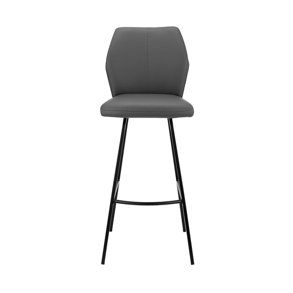 English Elm Mirano Stylish Gray Faux Leather Bar Stool With Sturdy Black Metal Frame – Perfect For Any Space! B2736P268620