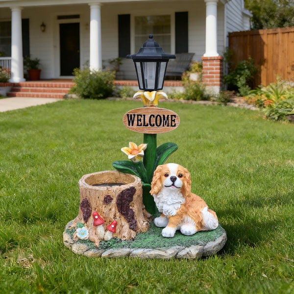 English Elm Sitting Corgi Resin Planter Sculpture Whimsical Porch Garden Decor with Succulent Cavity W5398P464242