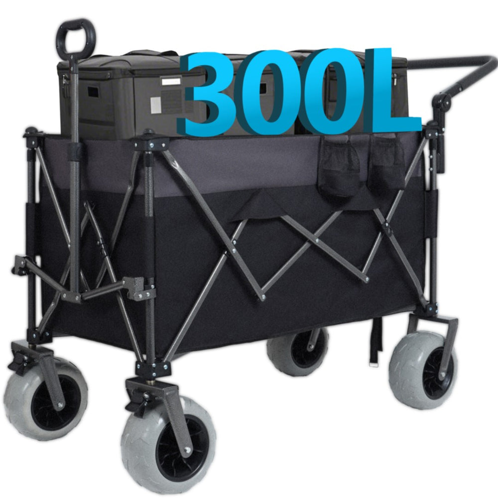 English Elm Multi-functional All-terrain Folding Wagon with Balloon Tires and 300l Outdoor Capacity W2932P317114