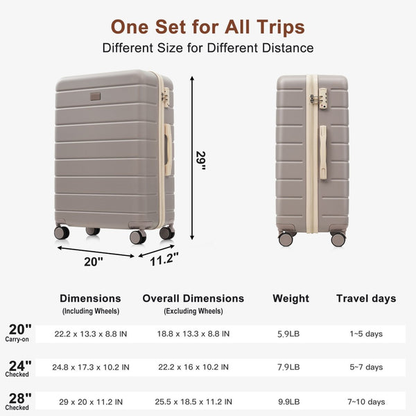 English Elm Premium Abs Hardshell 3 Piece Suitcase Set with Tsa Locks and Spinner Wheels Brown N726P296022B