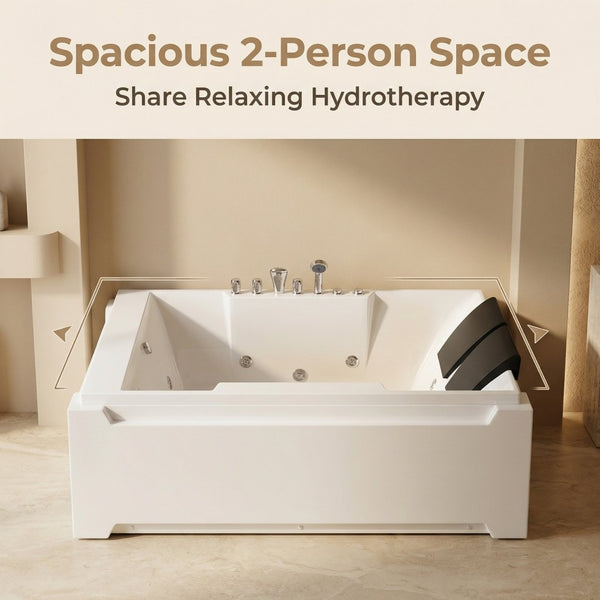 English Elm X-031 Two Person Whirlpool Soaking Tub with Hydromassage Jets and Chromatherapy Lighting W3605P361159
