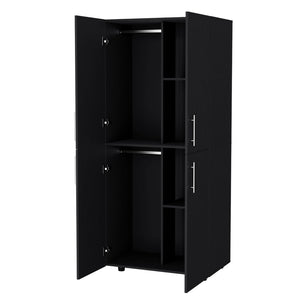 English Elm Wenge 4-Door Armoire – Modern Bathroom Storage Solution With Spacious Design And Rich Finish B062S00562-GIGA