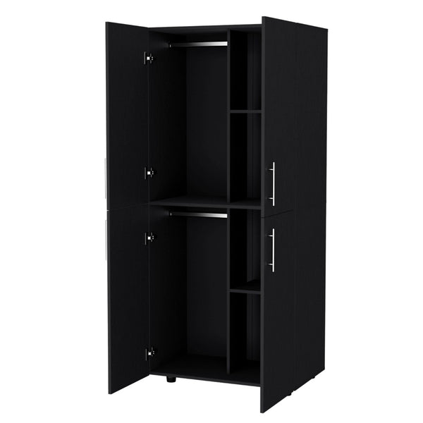 English Elm Wenge 4-Door Armoire – Modern Bathroom Storage Solution With Spacious Design And Rich Finish B062S00562-GIGA