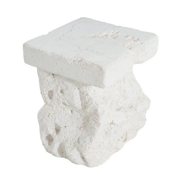 English Elm Christopher Knight Home® - Talia Magnesium Oxide Outdoor Side Table in White — Weather‑Resistant, Textured Stone Look, Versatile N775P300887W