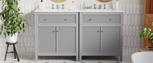 English Elm 60'' Modern Bathroom Vanity Set With Ceramic Sink, Soft Closing Doors, Space-Saving Grey Design N710SS00007E