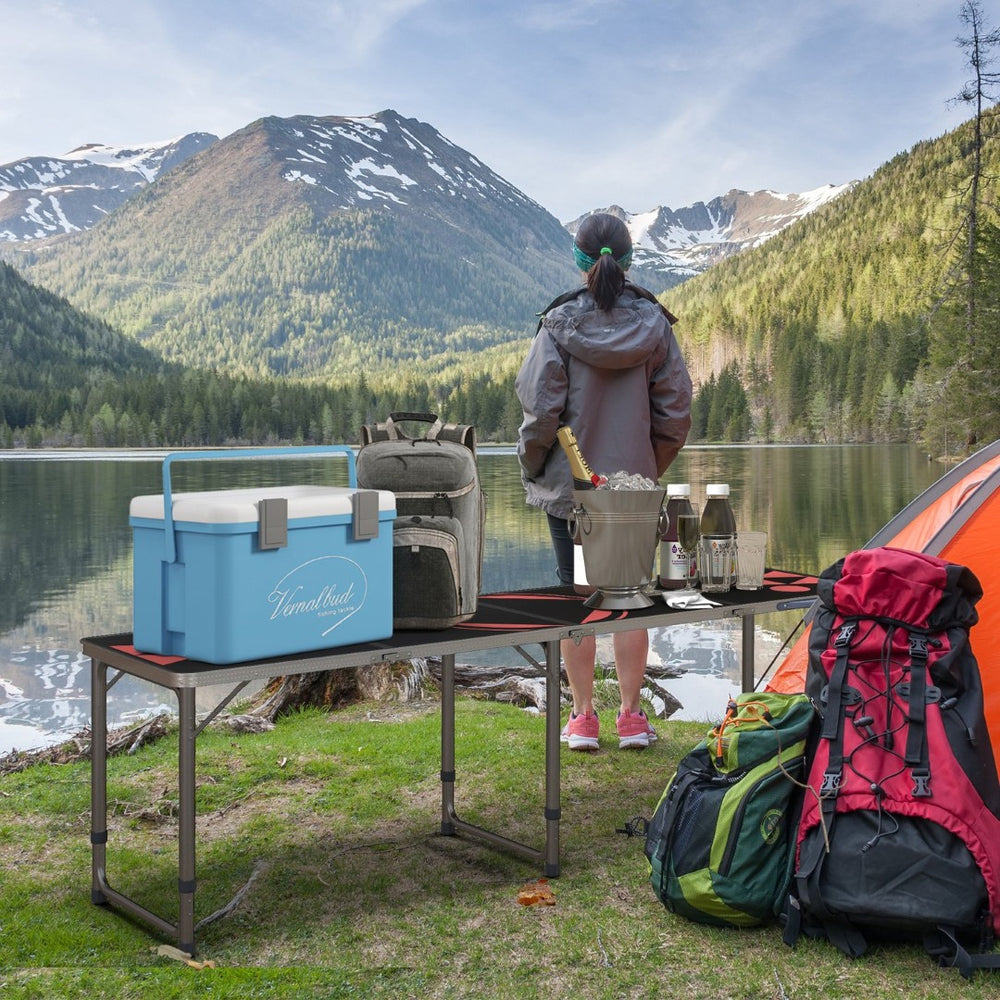 English Elm Outsunny 8Ft Portable Beer Pong Table - Adjustable, Lightweight Aluminum For Parties, Bbqs & Travel W2225P200556-GIGA