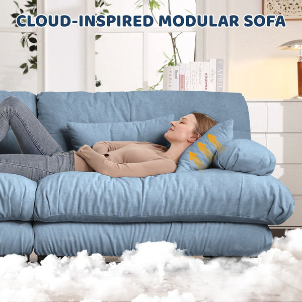 English Elm Cloud 2-Seater Chenille Sofa – Cozy Vintage Charm With Lumbar & Throw Pillows For Stylish Comfort W714S01079