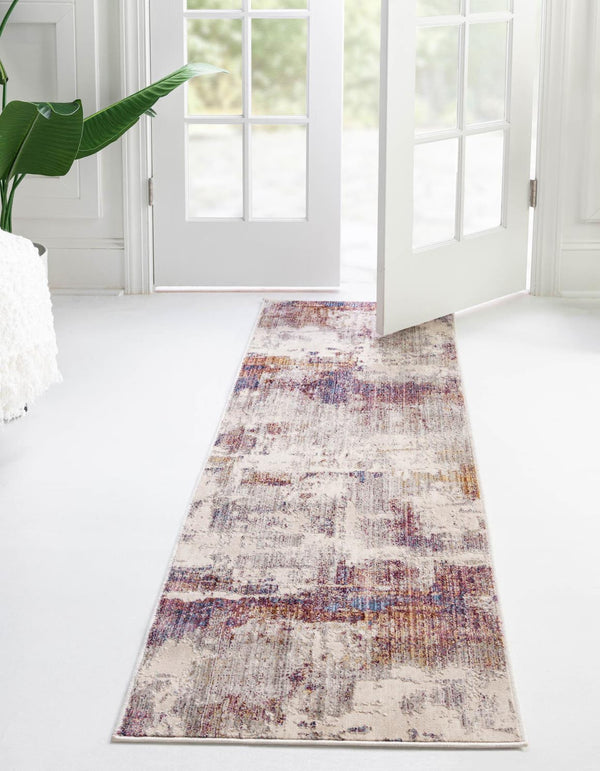 Unique Loom Deepa Cloud Machine Made Abstract Rug Multi, Beige/Blue/Gray/Ivory/Purple/Light Brown 2' 6" x 12' 2"