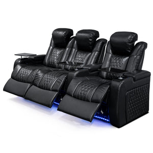 English Elm 93.3"power Recliner Set Nappa Leather Home Theater Rgb Led Memory Foam Seating W3819S00092