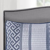 Madison Park Bennett Traditional 4 Piece Jacquard Quilt Set with Throw Pillow MP13-7396 Navy