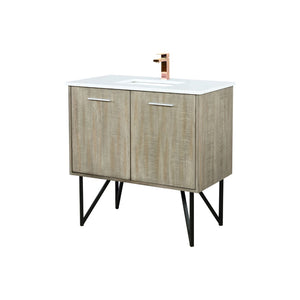 English Elm Rustic Acacia Bath Vanity With Cultured Marble Top, Rose Gold Faucet & Smart Storage Solution B2731P259682-GIGA