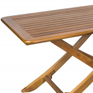 Homeroots 43" Brown Solid Wood Folding Outdoor Picnic Table  Solid Wood 479014