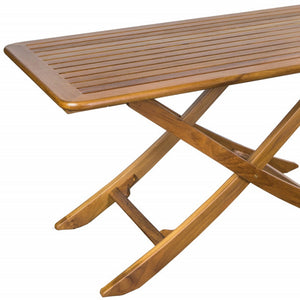 Homeroots 43" Brown Solid Wood Folding Outdoor Picnic Table  Solid Wood 479014