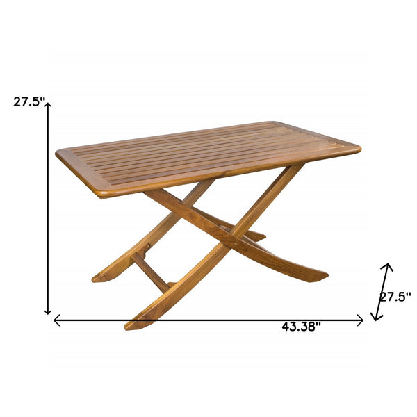 Homeroots 43" Brown Solid Wood Folding Outdoor Picnic Table  Solid Wood 479014