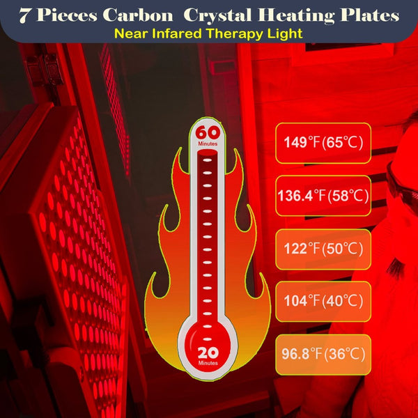 English Elm Infrared Sauna with Red Light Therapy Okoume Wood Spa Cabin for Home Wellness W3973S00011