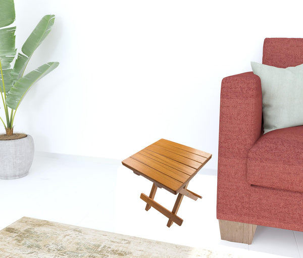 Homeroots 12" Brown Solid Wood Square End Table   479016