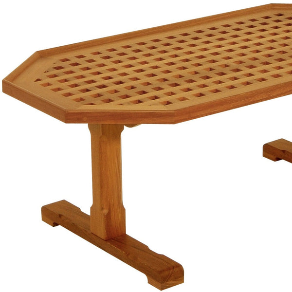 Homeroots 19" Brown Solid Teak Wood Hexagonal Coffee Table   479018