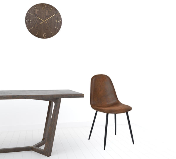 Homeroots Set Of Four Brown And Black Upholstered Faux Leather Dining Chairs  Metal 479019