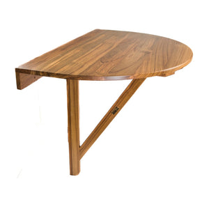 HomeRoots 24" Brown Half-Round Teak Folding Table - Space-Saving Design for Outdoor Balconies, Decks & Porches 479051