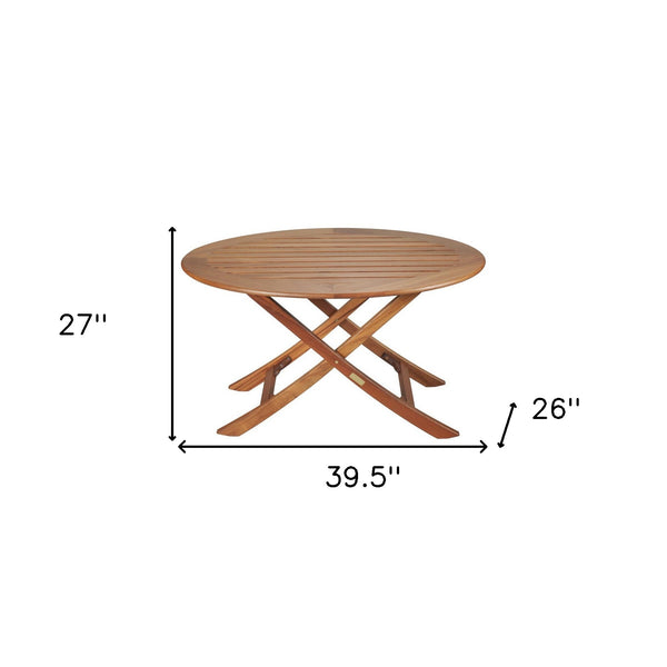 Homeroots 40" Brown Oval Solid Wood Folding Outdoor Side Table  Teak 479052