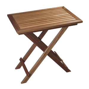 HomeRoots 28" Brown Solid Teak Folding Outdoor Side Table - Durable, Versatile Design for Indoor & Patio Use 479055