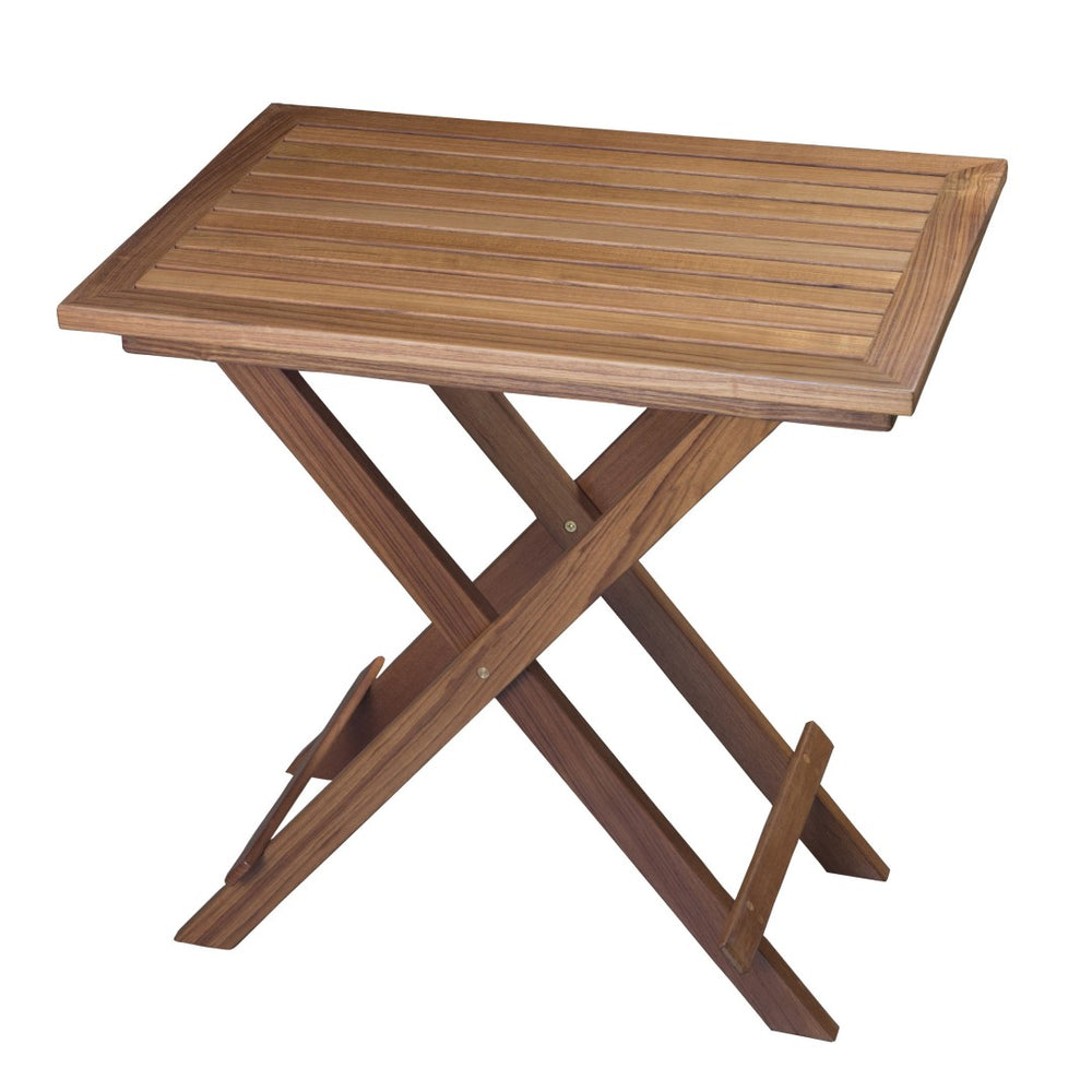 HomeRoots 28" Brown Solid Teak Folding Outdoor Side Table - Durable, Versatile Design for Indoor & Patio Use 479055