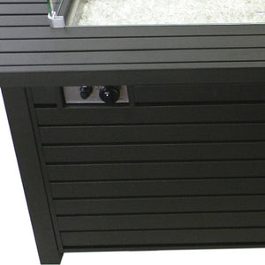 HomeRoots 50000 BTU Black & Clear Aluminum Propane Fire Pit Table - Elegant Outdoor Heating & Dining Solution 479058