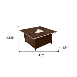 HomeRoots 42000 BTU 45" Bronze Aluminum Propane Fire Pit Table - Stylish, Durable & Perfect for Outdoor Gatherings 479059