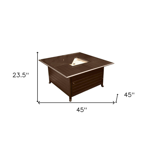 HomeRoots 42000 BTU 45" Bronze Aluminum Propane Fire Pit Table - Stylish, Durable & Perfect for Outdoor Gatherings 479059