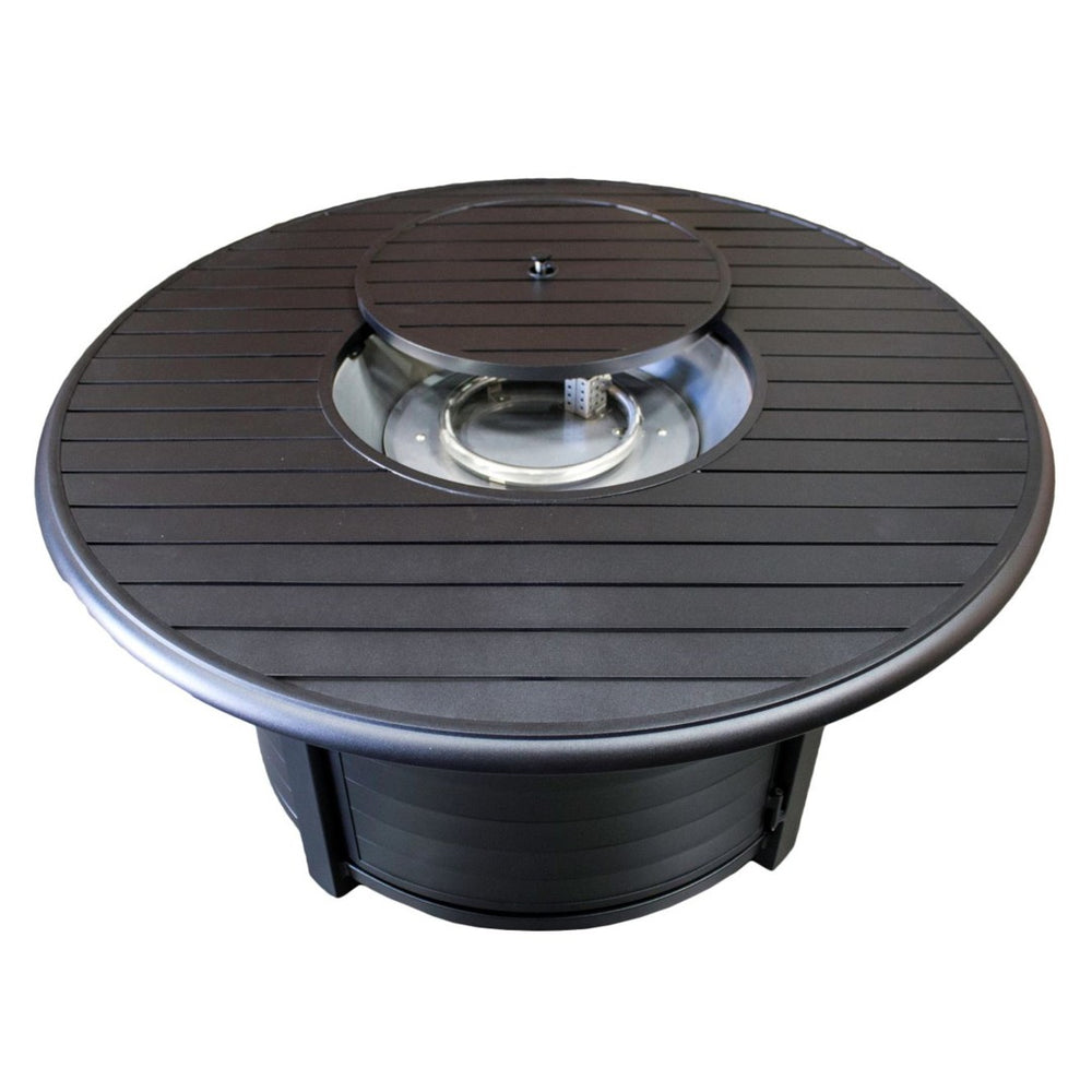 HomeRoots 42000 BTU 48" Black Aluminum Round Fire Pit Table - Stylish, Durable, and Perfect for Outdoor Gatherings! 479061