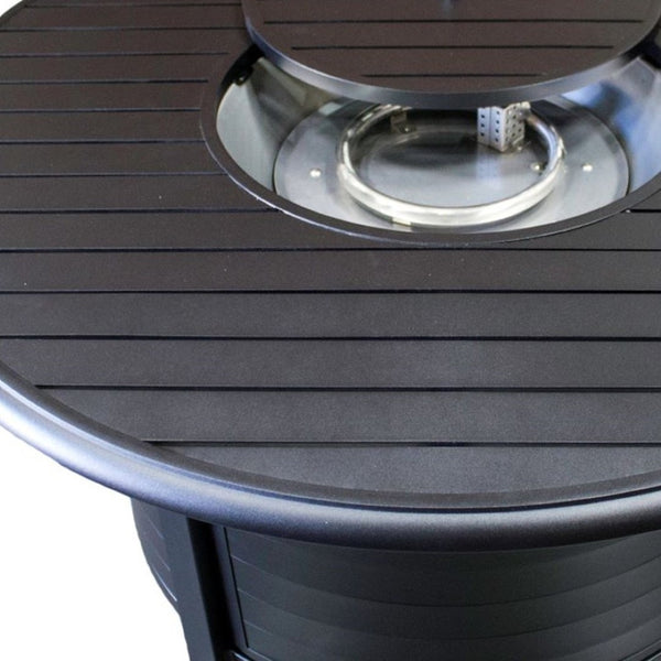 HomeRoots 42000 BTU 48" Black Aluminum Round Fire Pit Table - Stylish, Durable, and Perfect for Outdoor Gatherings! 479061