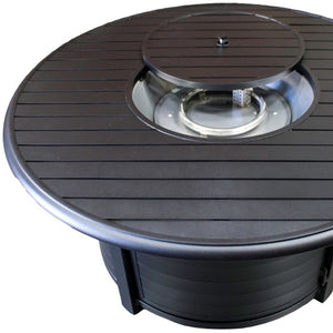 HomeRoots 42000 BTU 48" Black Aluminum Round Fire Pit Table - Stylish, Durable, and Perfect for Outdoor Gatherings! 479061