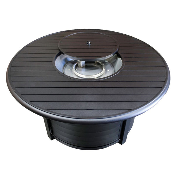 HomeRoots 42000 BTU 48" Black Aluminum Round Fire Pit Table - Stylish, Durable, and Perfect for Outdoor Gatherings! 479061