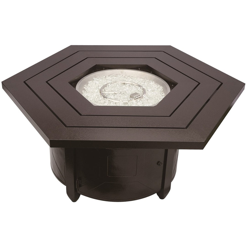 HomeRoots 40000 BTU 45" Bronze Aluminum Hexagon Fire Pit Table with Cover - Elegant Outdoor Heating Solution 479062