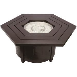 HomeRoots 40000 BTU 45" Bronze Aluminum Hexagon Fire Pit Table with Cover - Elegant Outdoor Heating Solution 479062