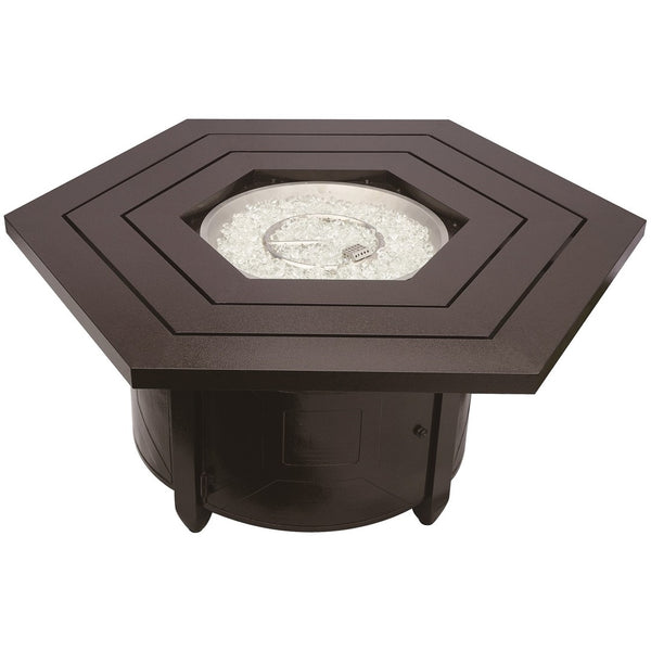 HomeRoots 40000 BTU 45" Bronze Aluminum Hexagon Fire Pit Table with Cover - Elegant Outdoor Heating Solution 479062