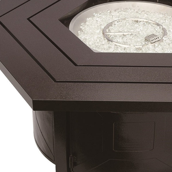 HomeRoots 40000 BTU 45" Bronze Aluminum Hexagon Fire Pit Table with Cover - Elegant Outdoor Heating Solution 479062
