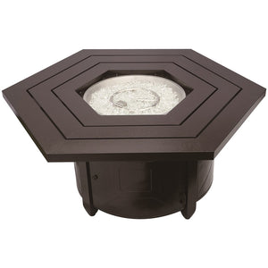 HomeRoots 40000 BTU 45" Bronze Aluminum Hexagon Fire Pit Table with Cover - Elegant Outdoor Heating Solution 479062