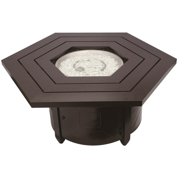 HomeRoots 40000 BTU 45" Bronze Aluminum Hexagon Fire Pit Table with Cover - Elegant Outdoor Heating Solution 479062