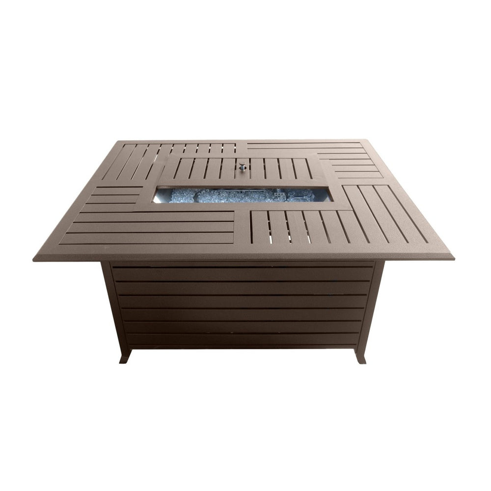 HomeRoots 42000 BTU Bronze Aluminum Propane Fire Pit Table - Stylish Design with Protective Cover & Adjustable Flame 479063