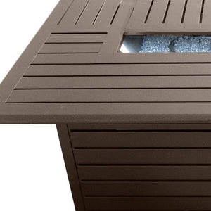 HomeRoots 42000 BTU Bronze Aluminum Propane Fire Pit Table - Stylish Design with Protective Cover & Adjustable Flame 479063