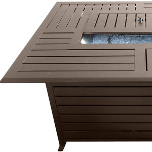 HomeRoots 42000 BTU Bronze Aluminum Propane Fire Pit Table - Stylish Design with Protective Cover & Adjustable Flame 479063
