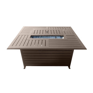 HomeRoots 42000 BTU Bronze Aluminum Propane Fire Pit Table - Stylish Design with Protective Cover & Adjustable Flame 479063