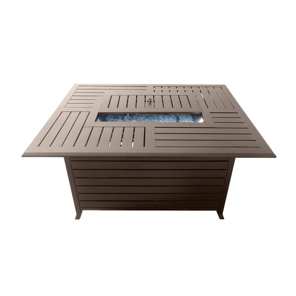 HomeRoots 42000 BTU Bronze Aluminum Propane Fire Pit Table - Stylish Design with Protective Cover & Adjustable Flame 479063