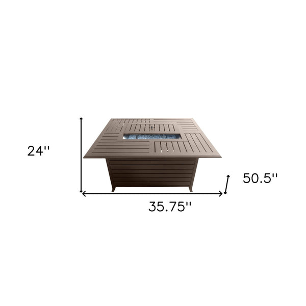 HomeRoots 42000 BTU Bronze Aluminum Propane Fire Pit Table - Stylish Design with Protective Cover & Adjustable Flame 479063