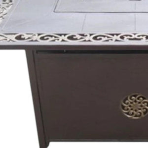 HomeRoots 42000 BTU 35" Bronze Aluminum Propane Fire Pit Table with Cover – Elegant Outdoor Heating Solution 479064