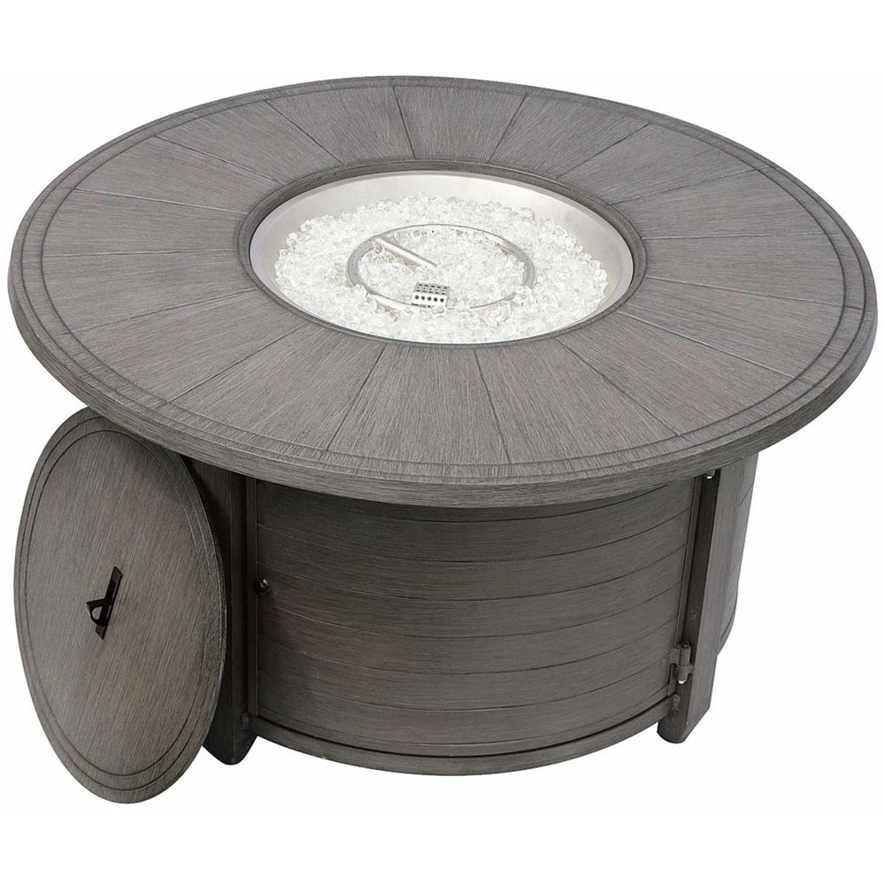 HomeRoots 42000 BTU 44" Gray Aluminum Round Propane Fire Pit Table with Cover for Cozy Outdoor Gatherings 479065