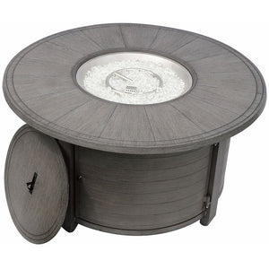 HomeRoots 42000 BTU 44" Gray Aluminum Round Propane Fire Pit Table with Cover for Cozy Outdoor Gatherings 479065